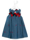 bow detail denim dress
