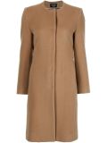 collarless buttoned coat