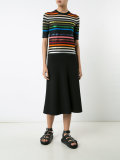 short-sleeve striped rainbow sweater