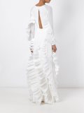 ruffled evening dress