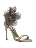 flower appliqué stiletto sandals