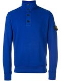 zipped buttoned collar sweatshirt