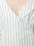striped ruffled-sleeve blouse