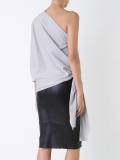 striped one sleeve tie top