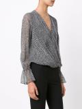 patterned v-neck blouse