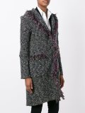 fringed bouclé knit coat