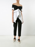 pleated bardot asymmetrical top