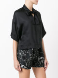 cropped neck-tie blouse 