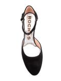 embroidered flower heel pumps