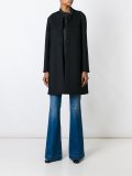 single breasted collarless coat