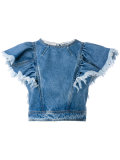 denim ruffled top