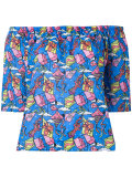 kite patterned off-shoulder blouse