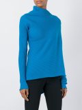 asymmetric neck ribbed pullover