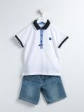 牛仔饰边polo衫