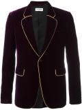 contrast trim velvet blazer