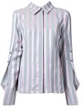 buttoned sleeve striped shirt