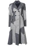 double breasted patchwork coat