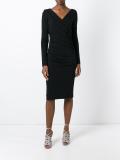 crossover V-neck fitted dress