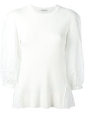 embroidered bi-material blouse