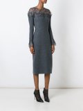 lace panel long sleeve shift dress