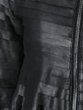 cropped sleeves leather jacket 
