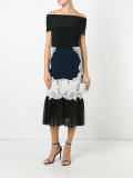 lace panel pleated skirt 