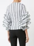 striped ruffled sleeves blouse