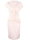 ruffle trim ribbed dress