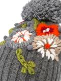floral embroidery pompom beanie