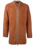 faux fur zip cardigan