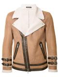 buckled cuffs biker jacket