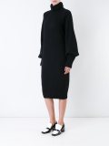 raw edge 'funnel neck' dress