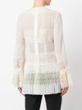 lace panel pleated blouse 