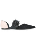 snakeskin effect buckled flats