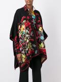 floral intarsia knitted poncho