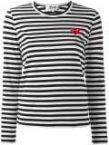 'heart' patch striped T-shirt