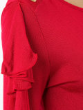 ruffled button shoulder blouse
