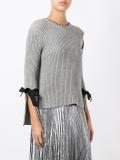 cut-off detailing ribbed jumper