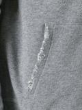 distressed zipped hoodie