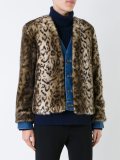 leopard detail denim jacket