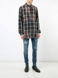 stained effect plaid shirt