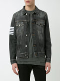 striped print denim jacket