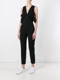 ruffled detail V-neck jumpsuit