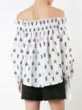 off-shoulder printed blouse