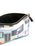 bus print zipped clutch