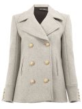 off-centre peaked cropped coat