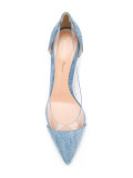 Plexi denim pumps