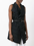 belted sleeveless coat 