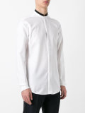 contrast mandarin collar shirt