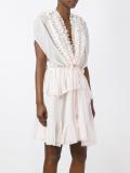 ruffle trim sheer panel dress